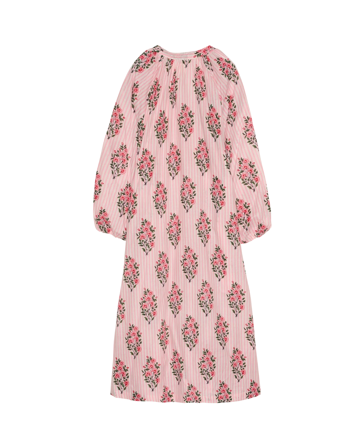 Vestido largo rosa palo a rayas con block print floral – Sissel Edelbo · PORTICO Concept, Turó Park Barcelona (vista 3)
