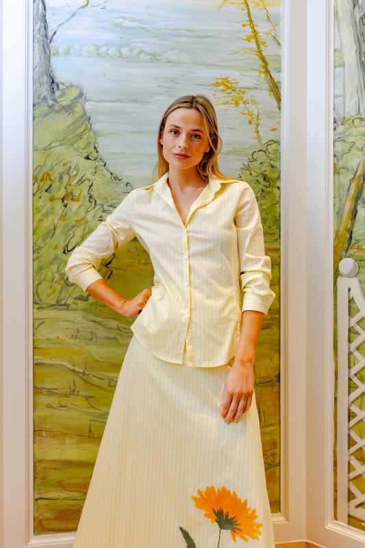 Camisa de algodón a rayas amarillas – Copines · PORTICO Concept, Turó Park Barcelona (vista 2)