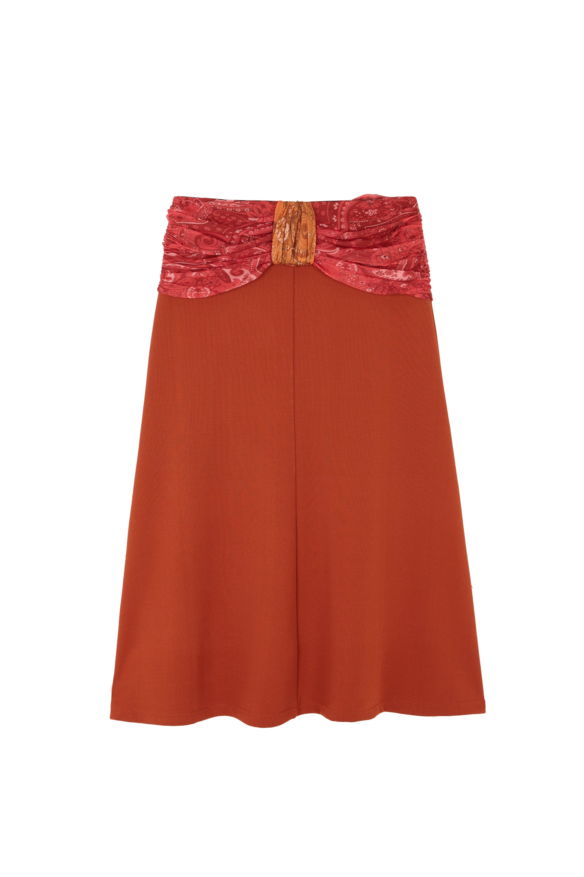 Falda midi Elia naranja con estampado paisley de Laia Alen – Laia Alen · PORTICO Concept, Turó Park Barcelona (vista 3)