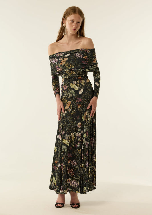 Conjunto Clau Flores de IQ Collection · punto de poliéster negro con estampado de flores