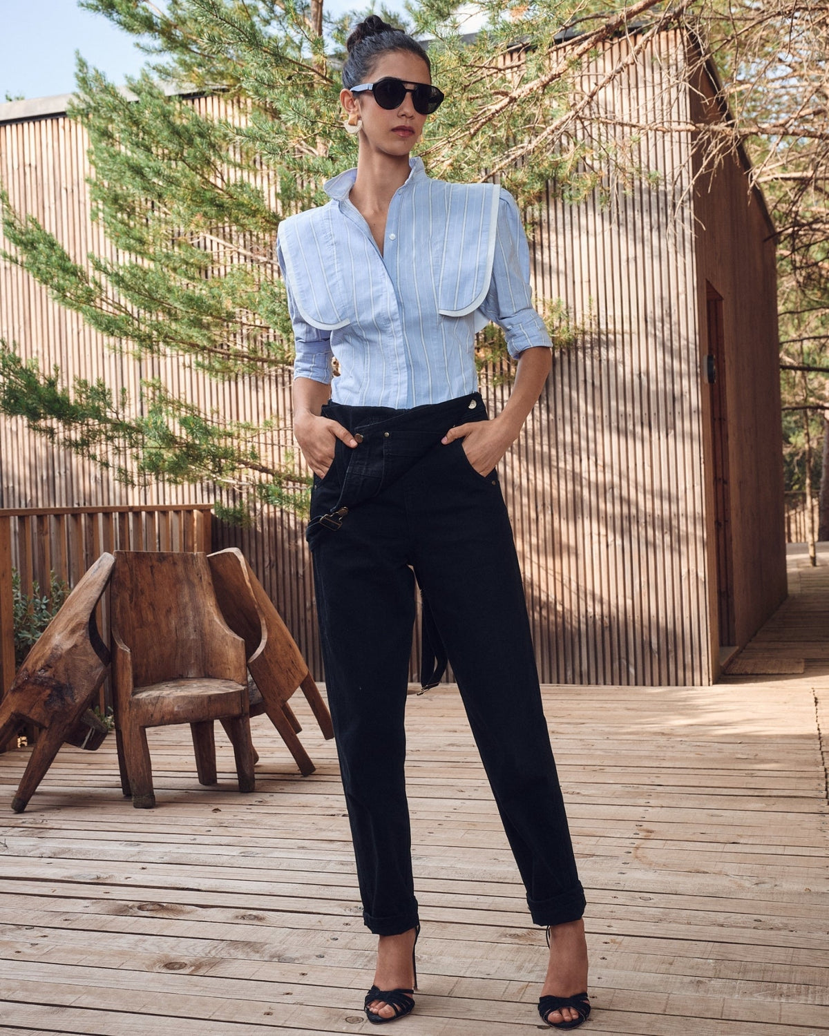 Camisa Anna Azul Rayas de IQ Collection · detalle 1