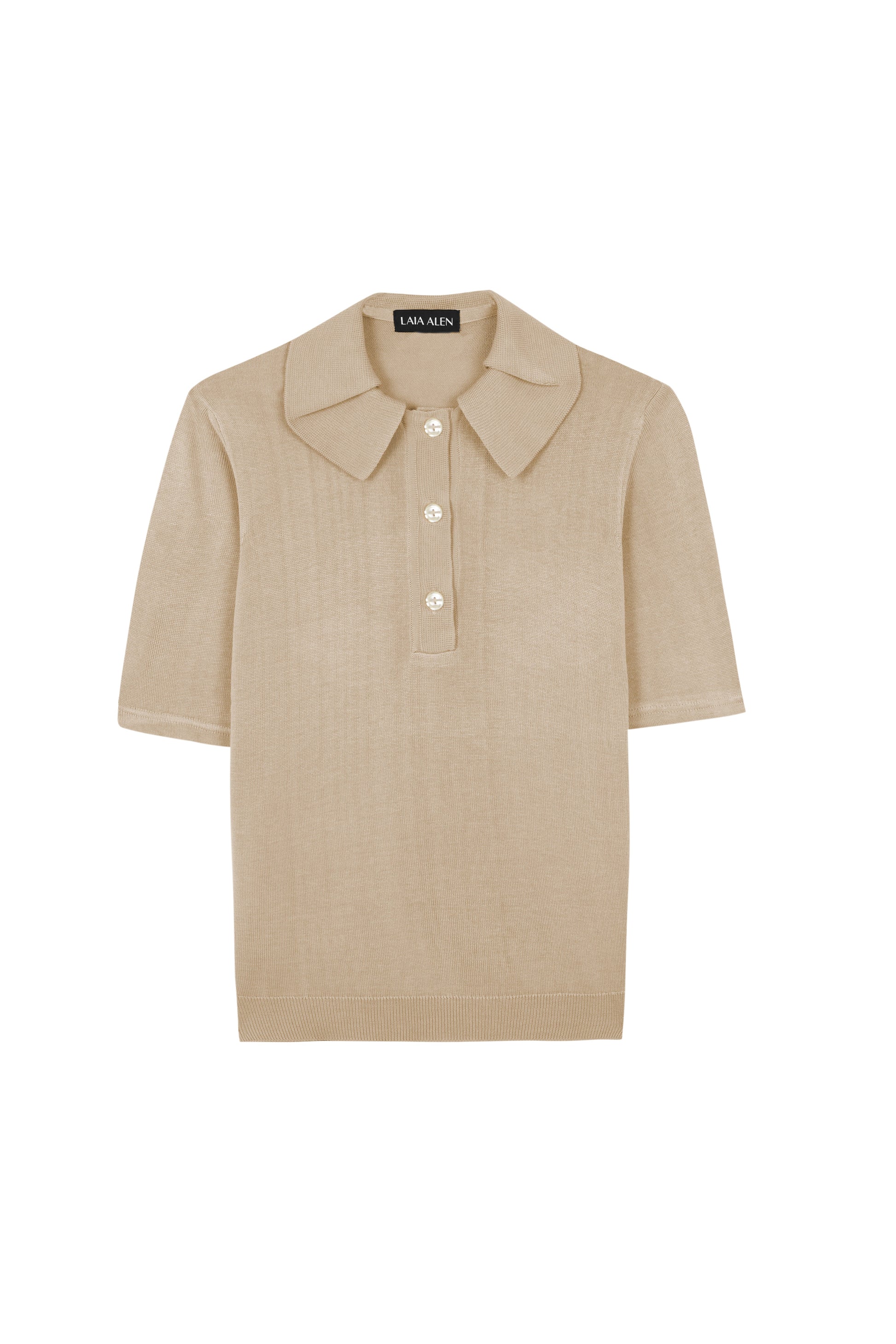 Antonia Silk Polo Beige de Laia alen · detalle 3