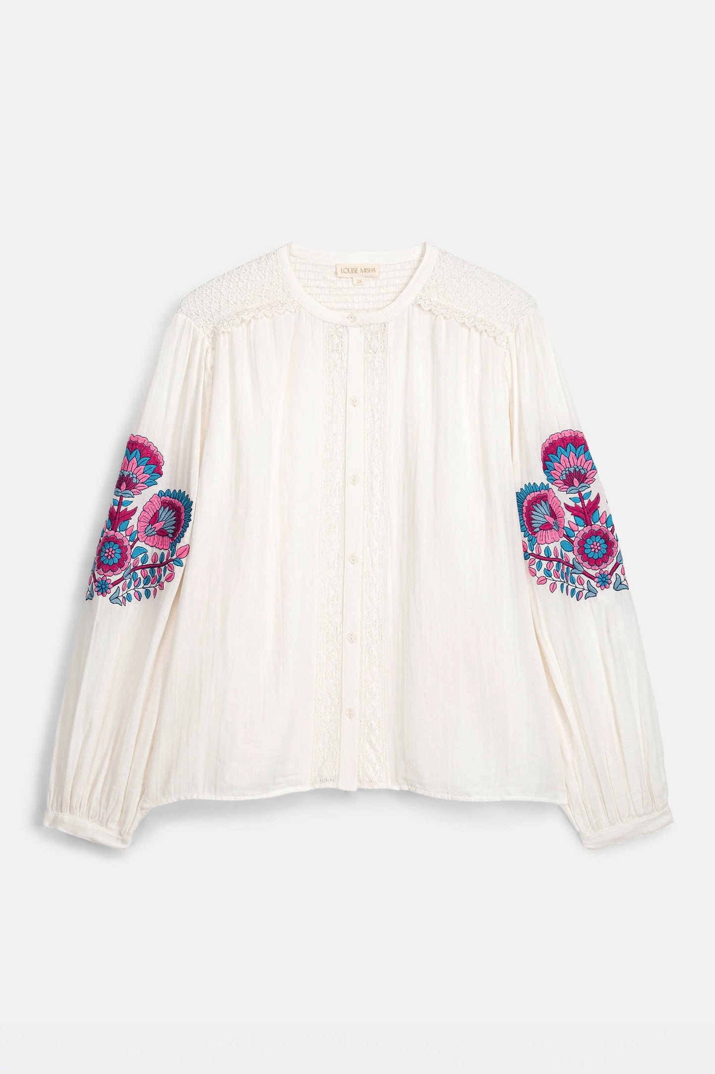 Camisa Jeanne, blusa off-white con bordado floral – Louise Misha · PORTICO Concept, Turó Park Barcelona