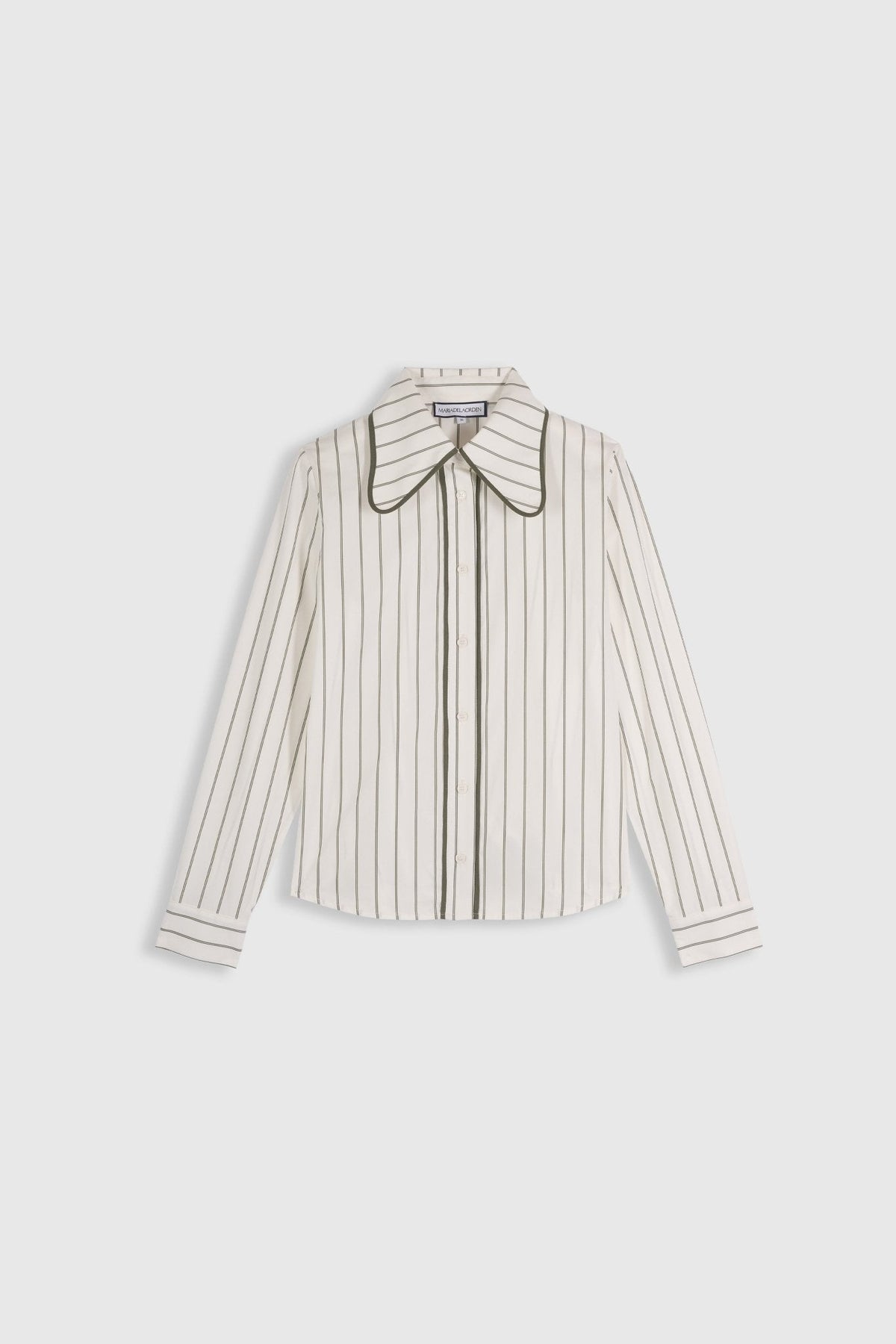 Camisa Ala rayas caqui de Maria de la Orden, vista frontal