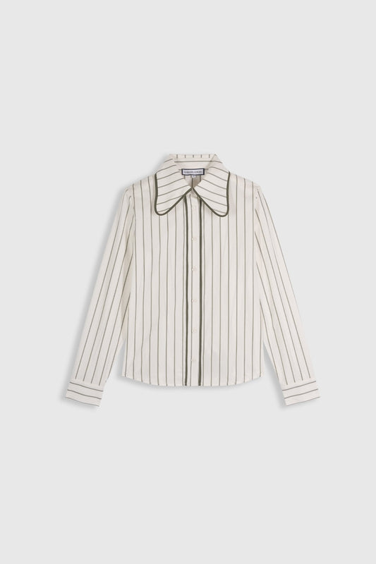 Camisa Ala rayas caqui de Maria de la Orden, vista frontal