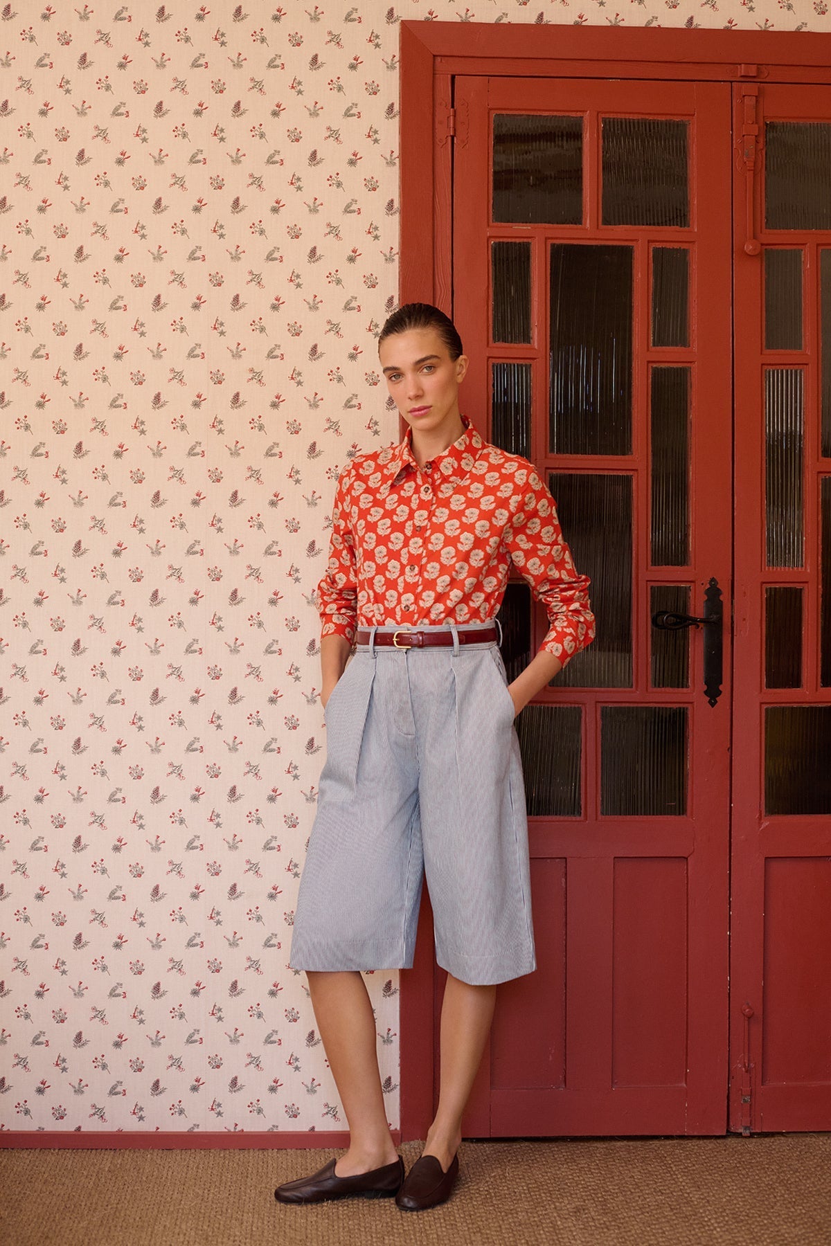 Camisa Alana flores rojas de Maria de la Orden, vista posterior