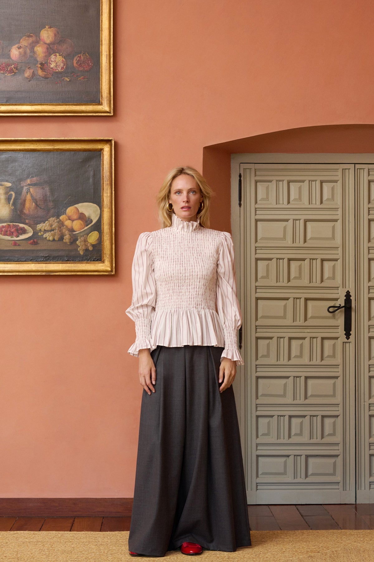 Camisa Aleria Rayas Cabernet de Maria de la Orden Studio · detalle 3