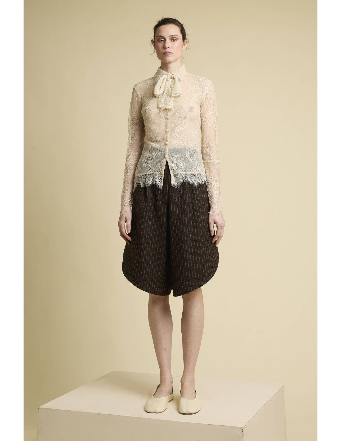 Camisa Laurel Crudo de Zaitegui studio · encaje semitransparente