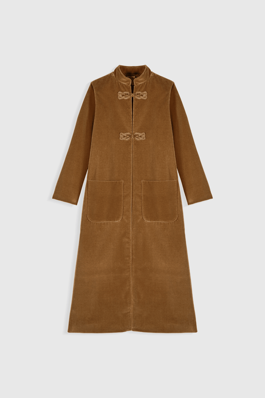 Abrigo Carnot Terciopelo Camel de Maria de la Orden · detalle 2