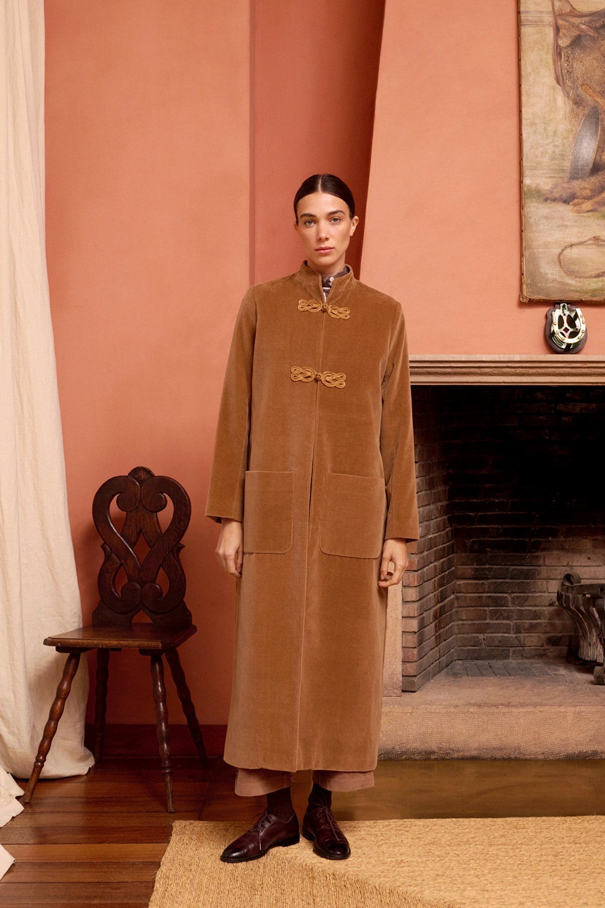 Abrigo Carnot Terciopelo Camel de Maria de la Orden