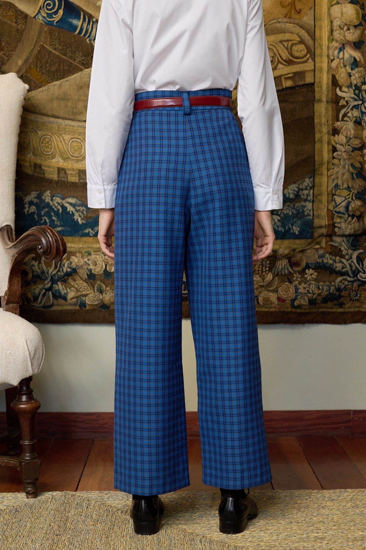 Pantalón Chesnut Cuadros Azul Marino de Maria de la Orden Studio · detalle 4