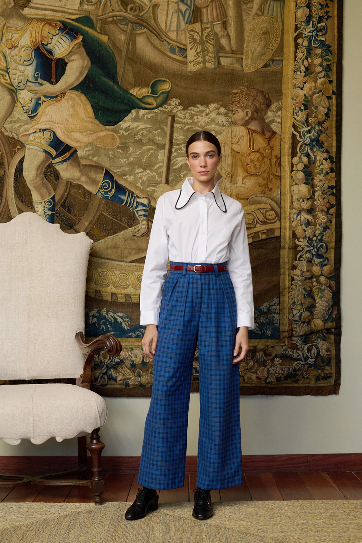 Pantalón Chesnut Cuadros Azul Marino de Maria de la Orden Studio
