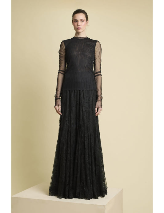 Falda Camelia Negra de Zaitegui studio · encaje y viscosa