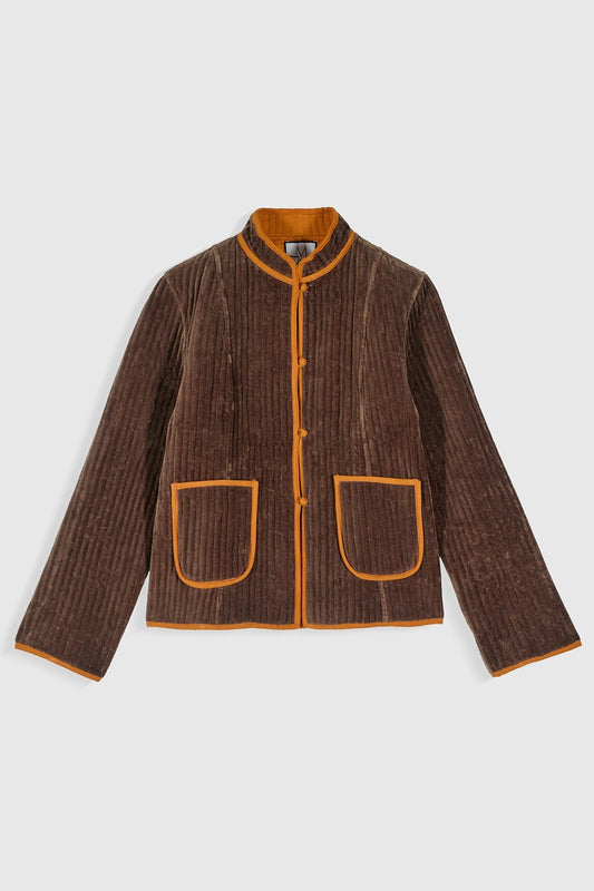 Chaqueta Fittonia marrón de Maria de la Orden, detalle