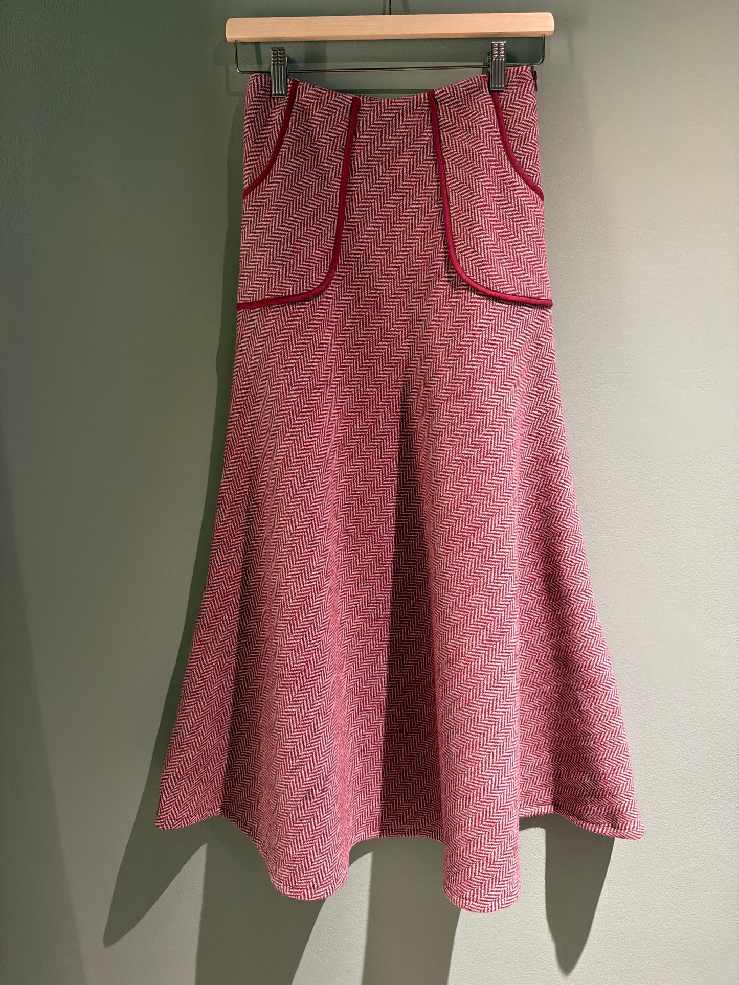 Falda lana rosa bolsillo