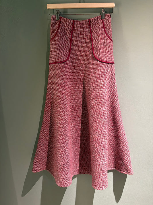 Falda lana rosa bolsillo