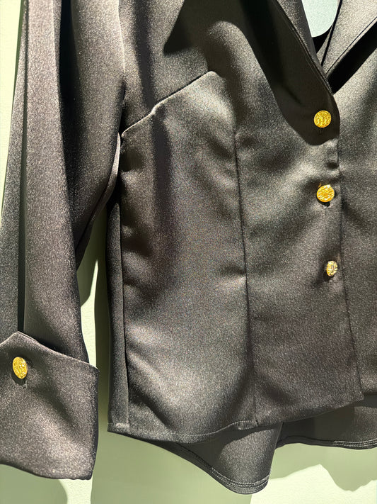 Camisa satinada negra