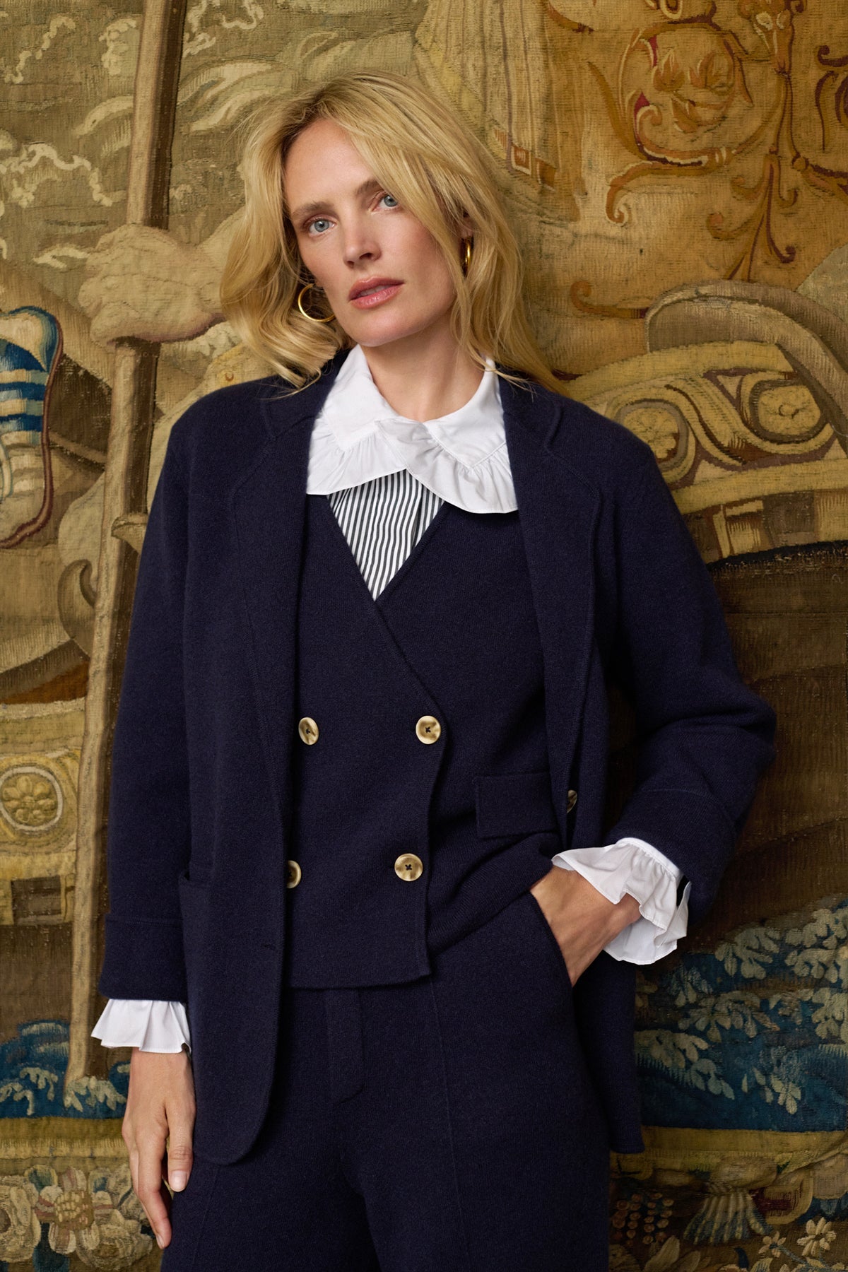 Chaqueta Maelys Cachemir Azul Marino de Maria de la Orden - detalle 3