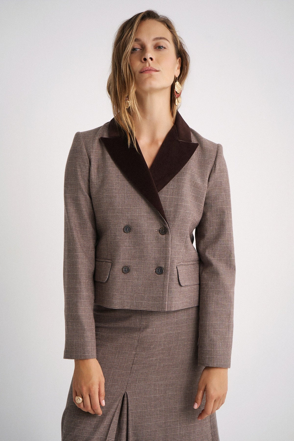Falda Ivet Brown Checks de Magnolya Collection · detalle 3