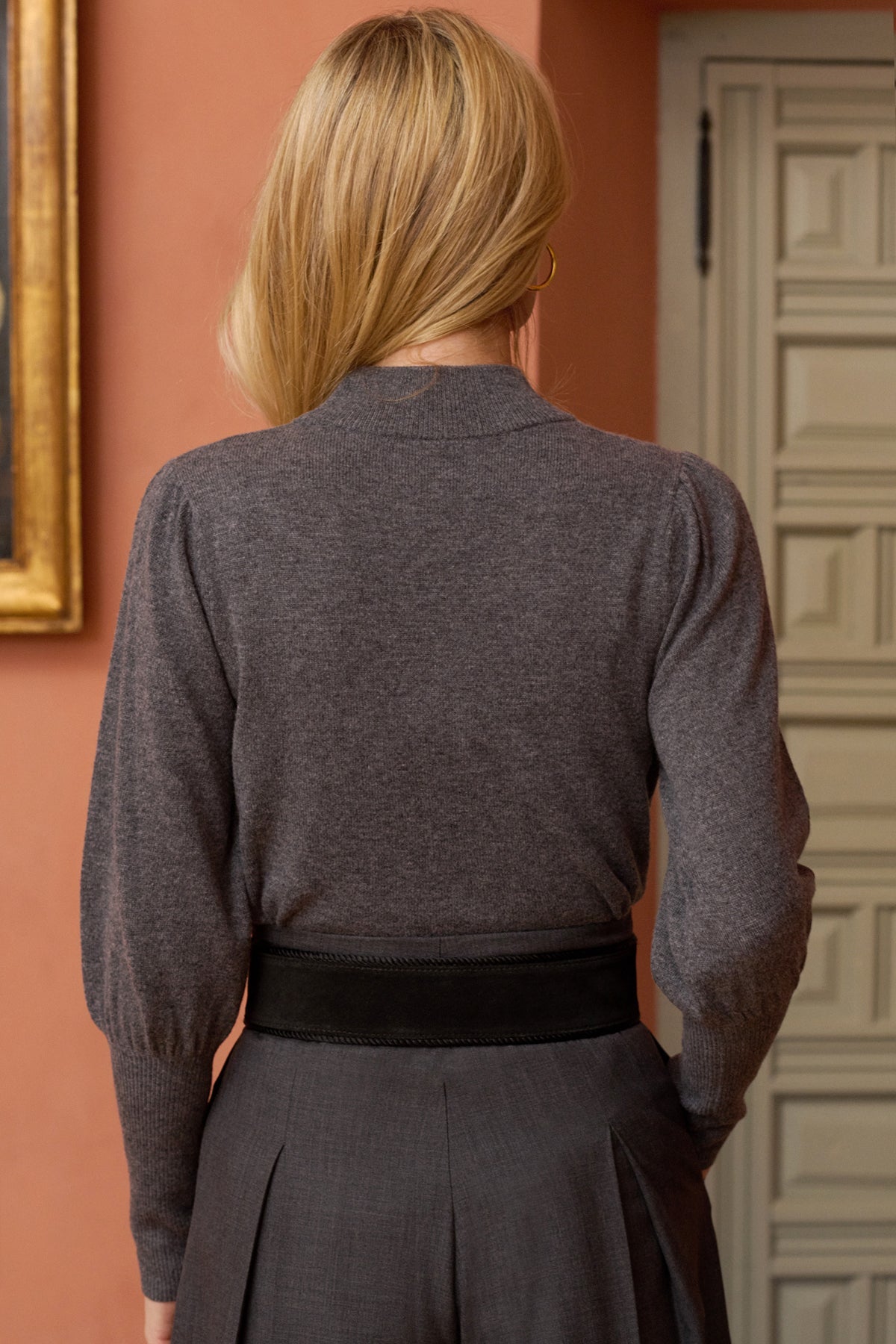 Jersey Marta Gris Jaspeado de Maria de la Orden - detalle 2