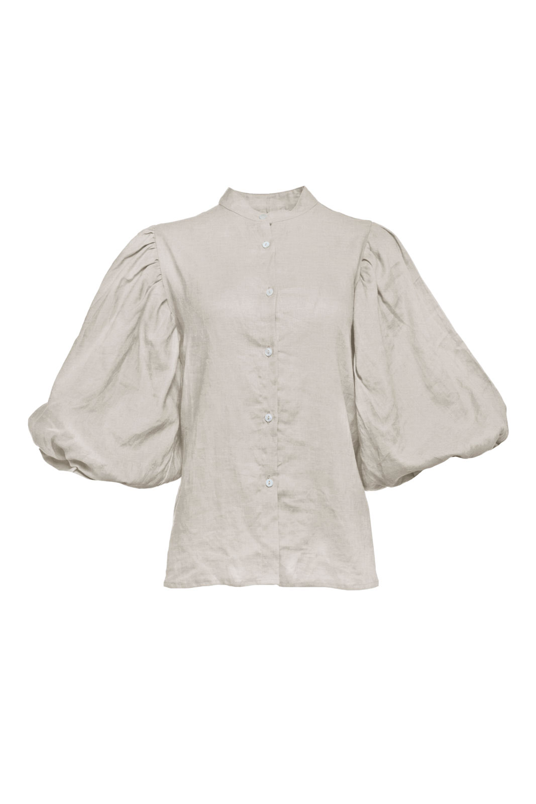 Blusa Iconic Lino Natural Monbali Collection — detalle manga y caída del tejido