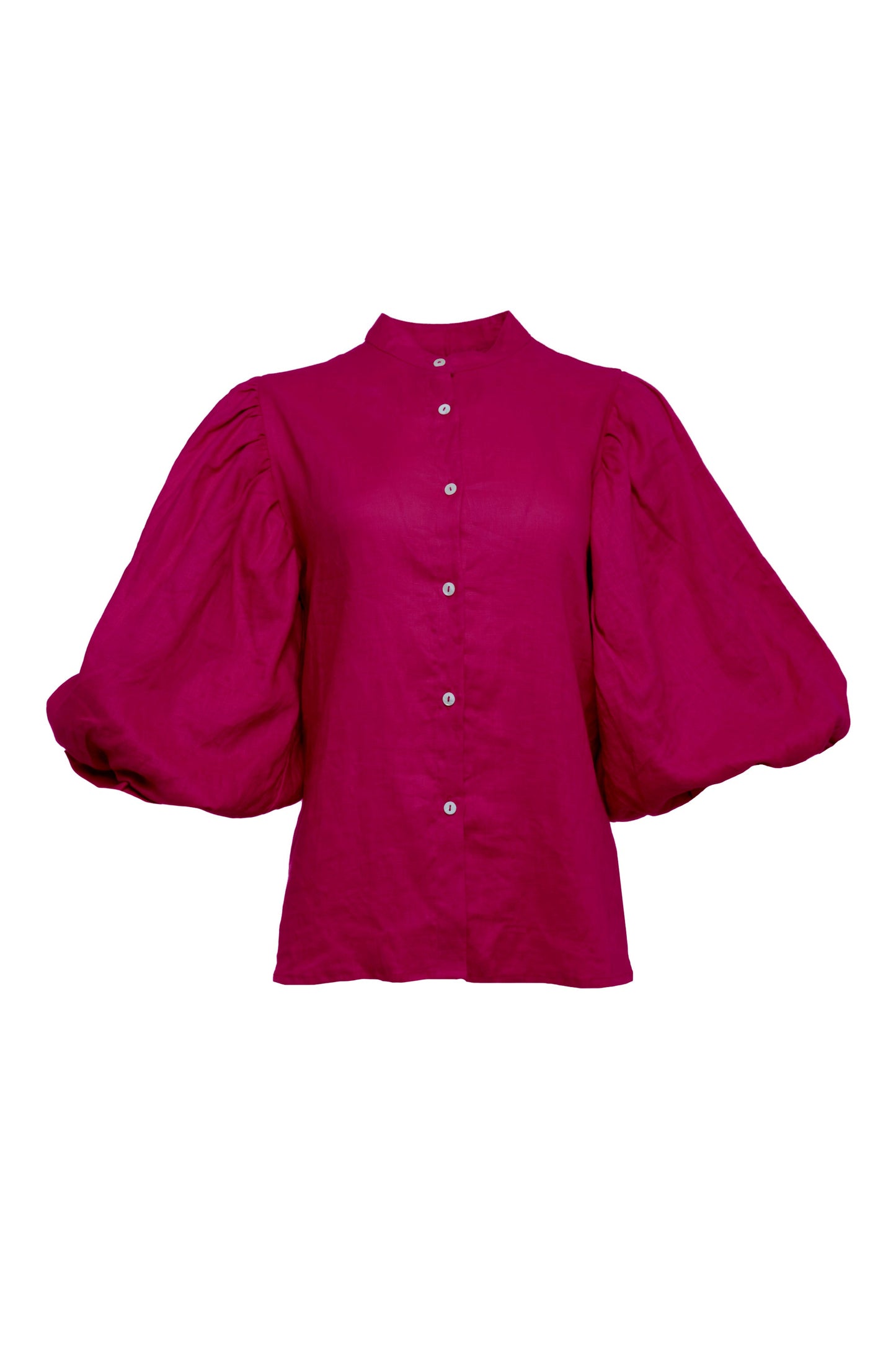 Blusa Iconic Lino Fucsia de Monbali Collection · detalle 5