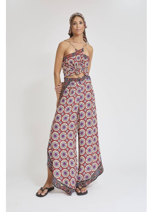 Pantalón Mei de Zaitegui studio · viscosa estampada con estampado de medallones