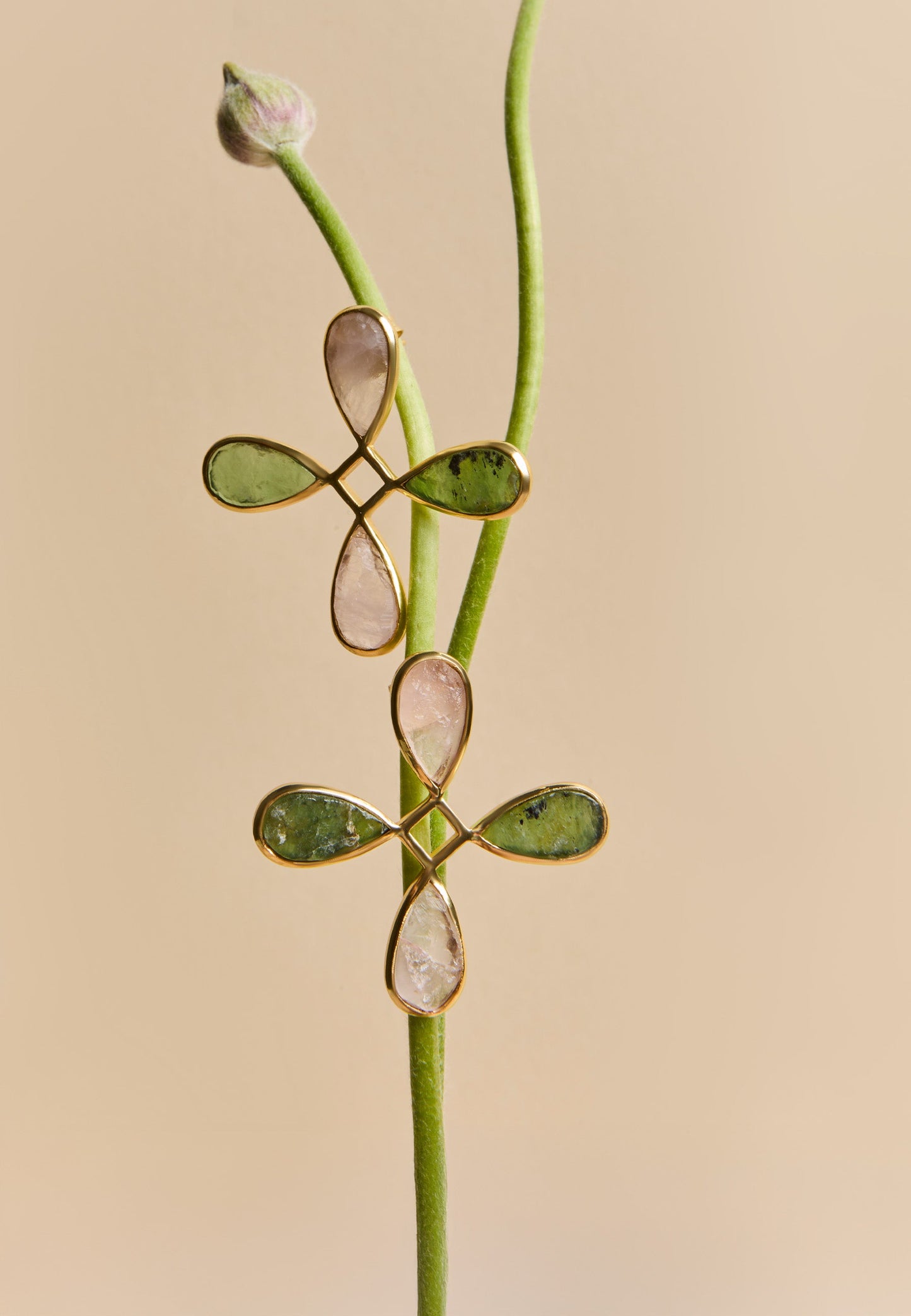 Pendientes Namasté Verde Rosa