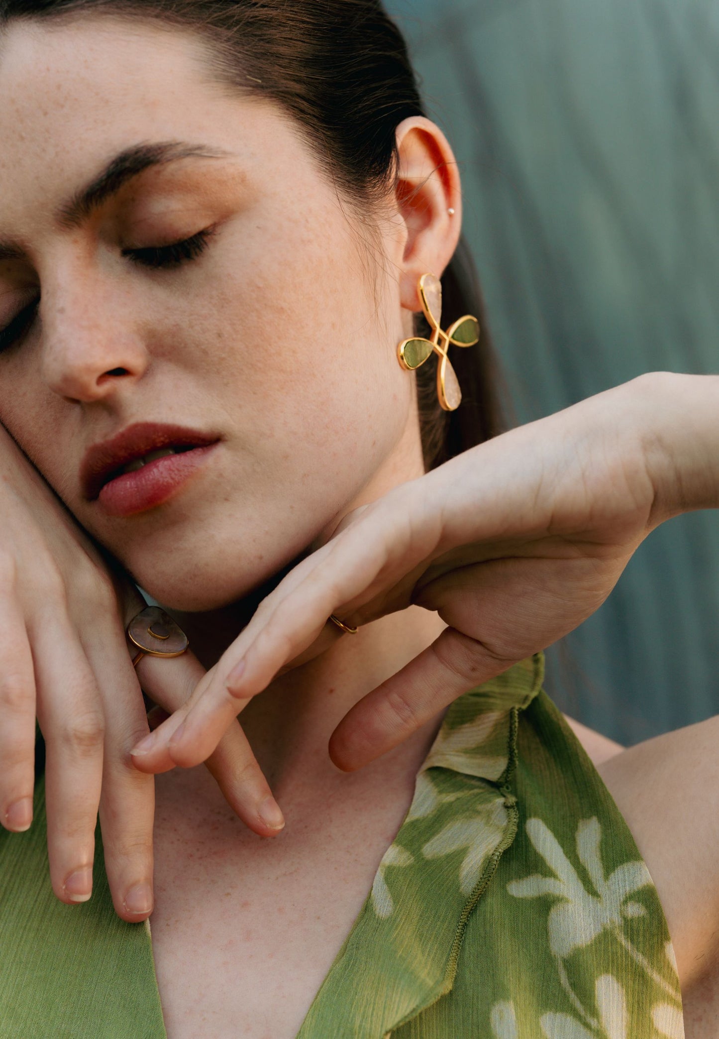 Pendientes Namasté Verde Rosa