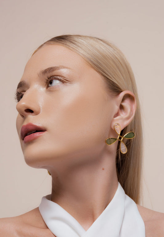 Pendientes Namasté Verde Rosa