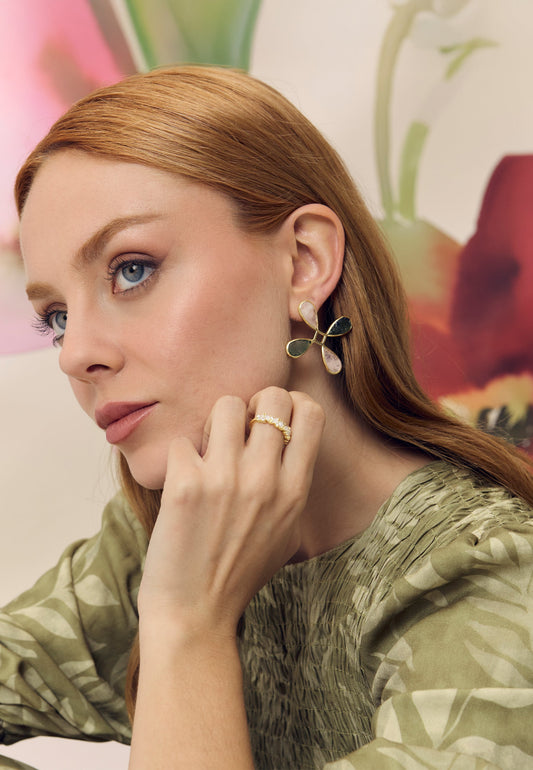 Pendientes Namasté Verde Rosa