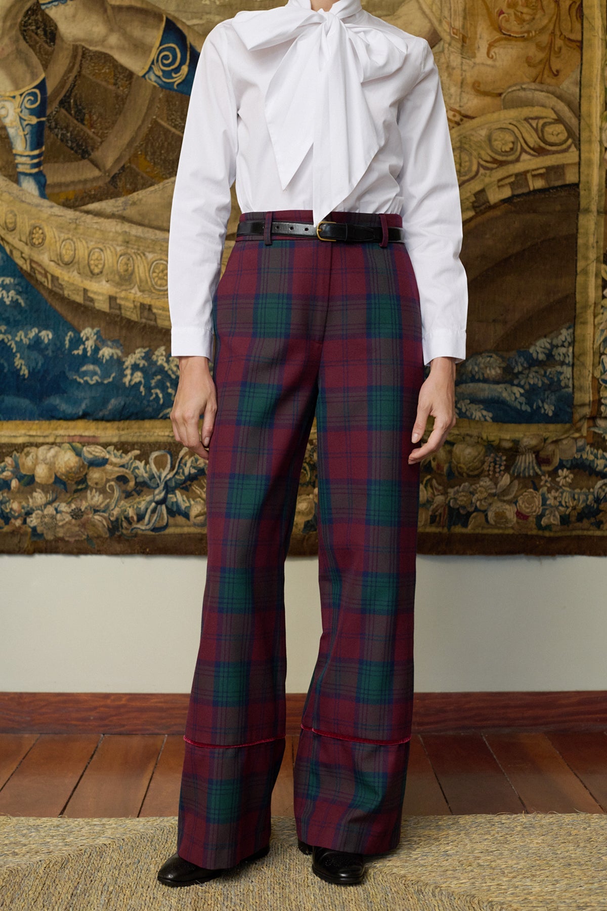 Pantalón Romeo Cuadros Cabernet de Maria de la Orden Studio · detalle 3