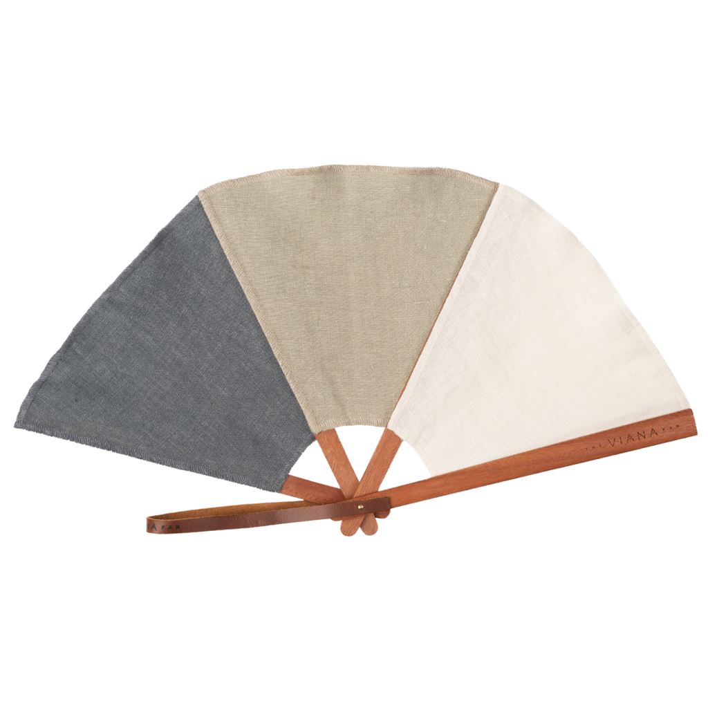 Abanico Lino Pézenas de Viana · lino 100% natural, varillas de madera de danta