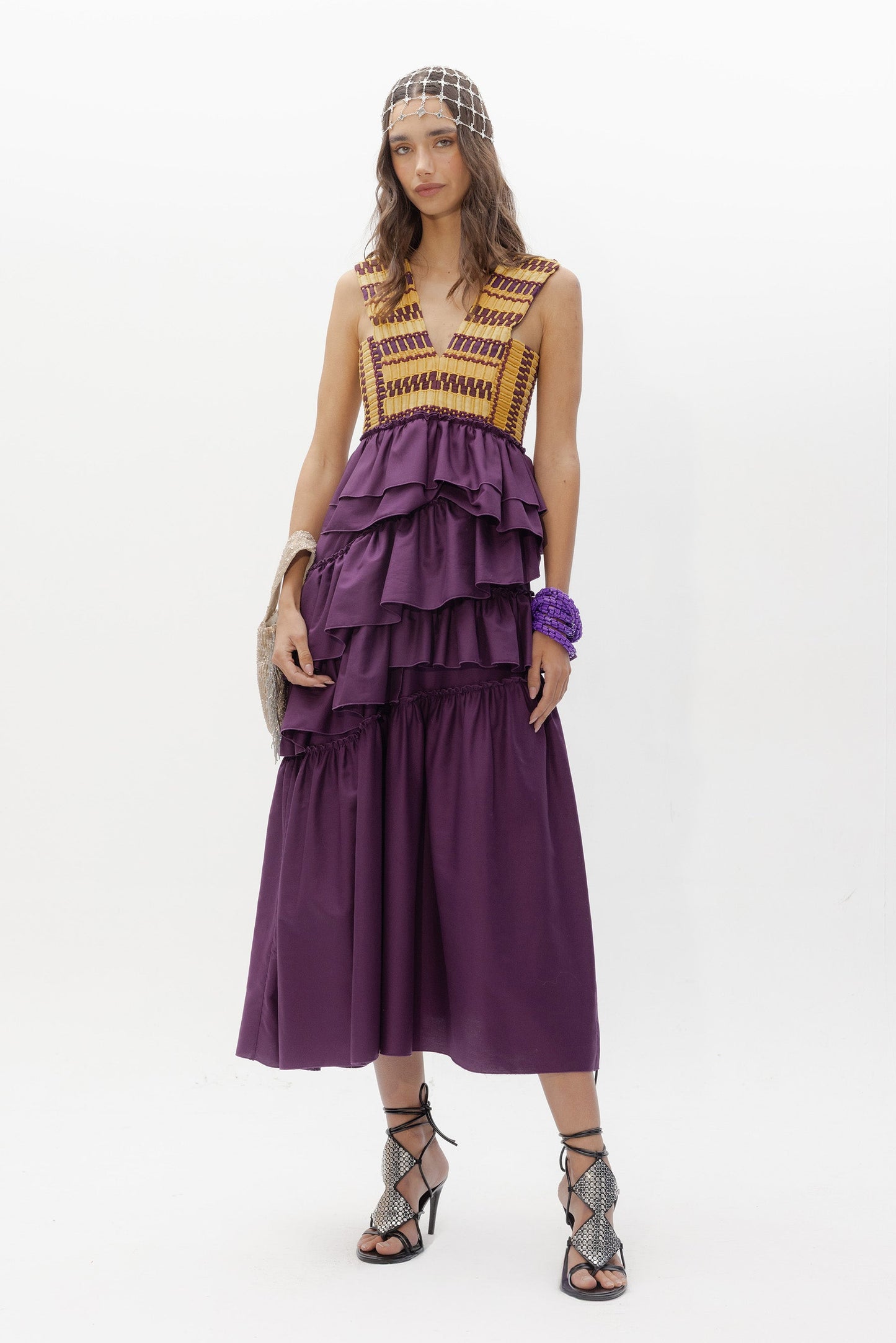 Vestido Cas Berenjena de Baudesson, algodón y seda · detalle 2