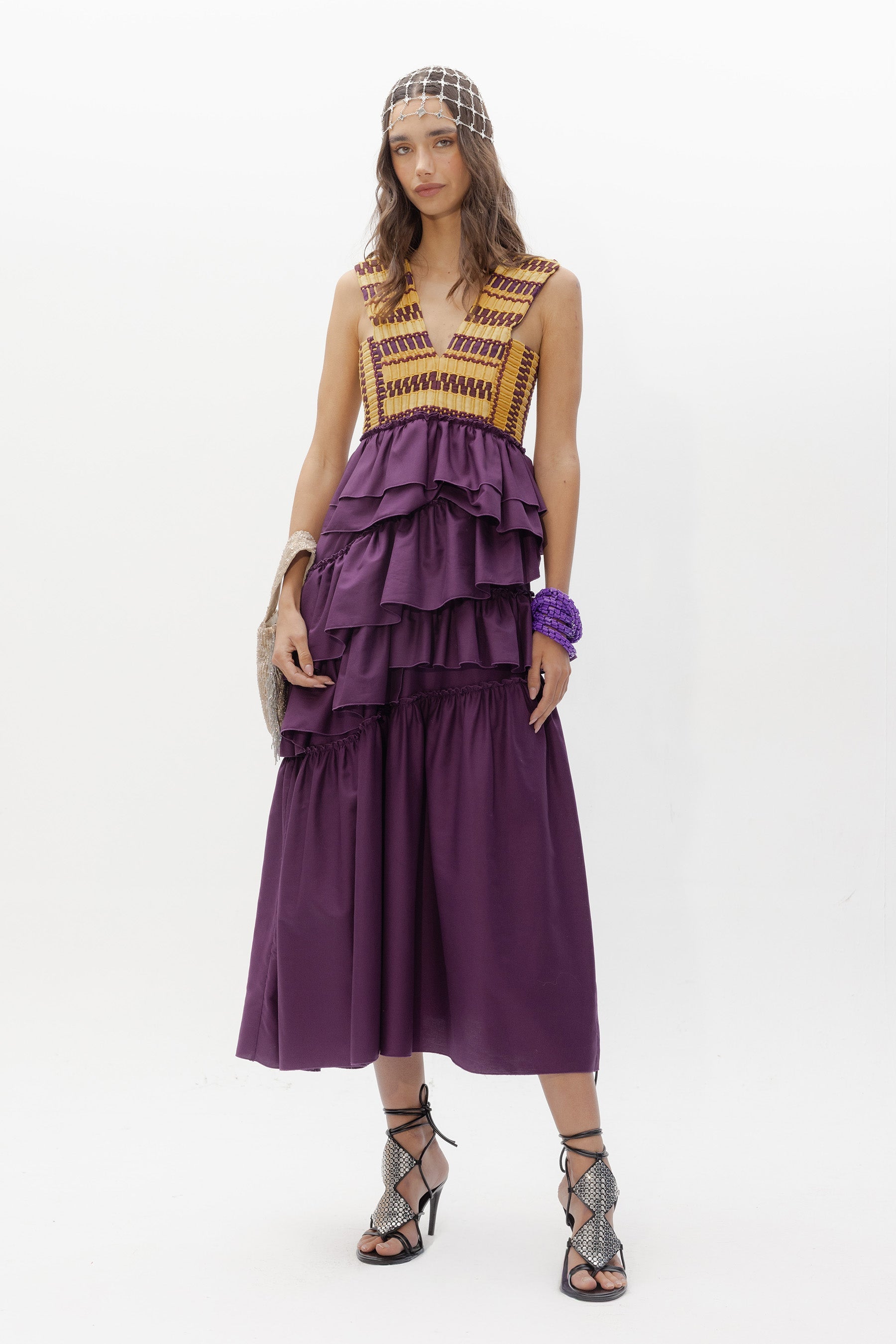 Vestido Cas Berenjena de Baudesson, algodón y seda · detalle 2