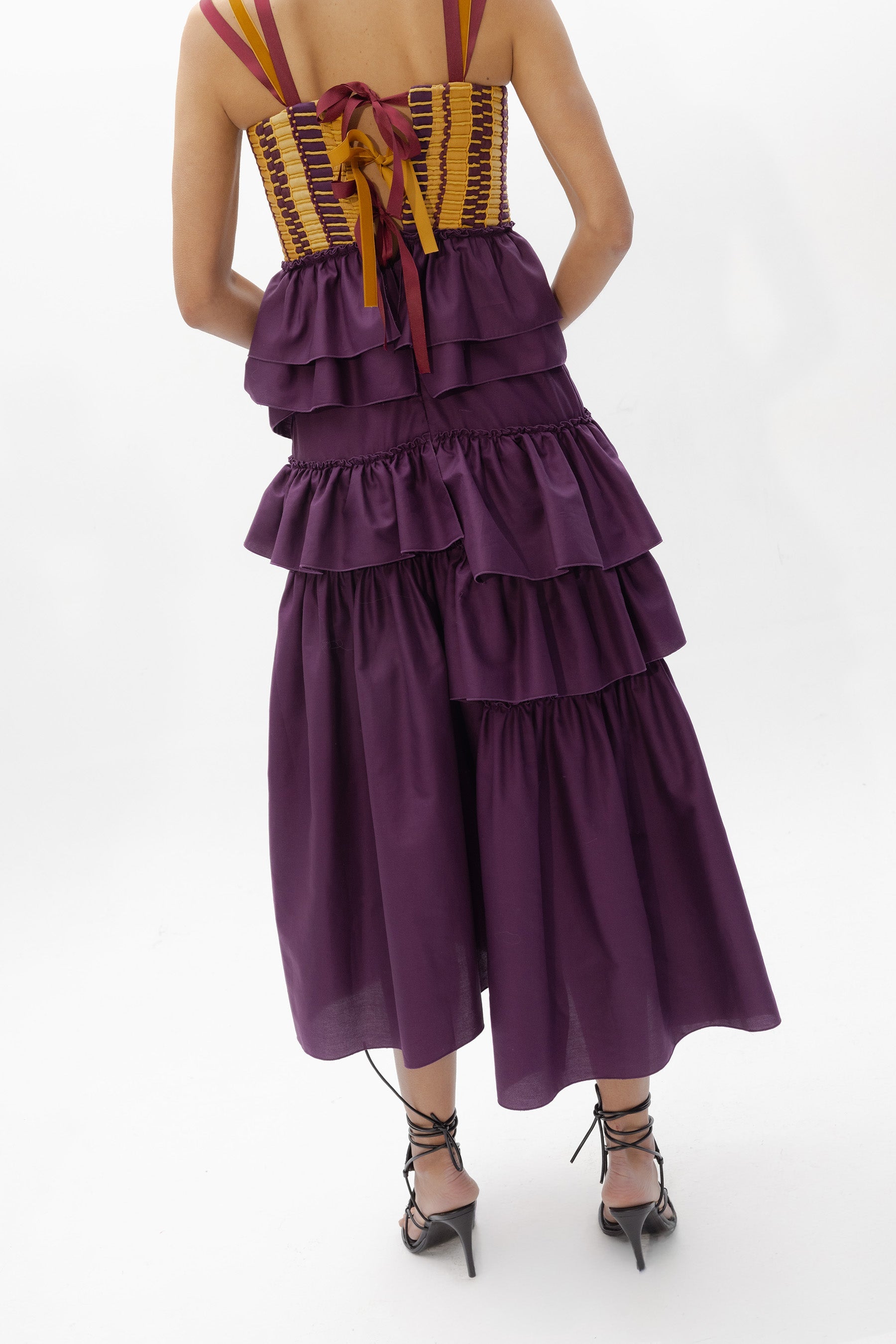 Vestido Cas Berenjena de Baudesson, algodón y seda · detalle 7