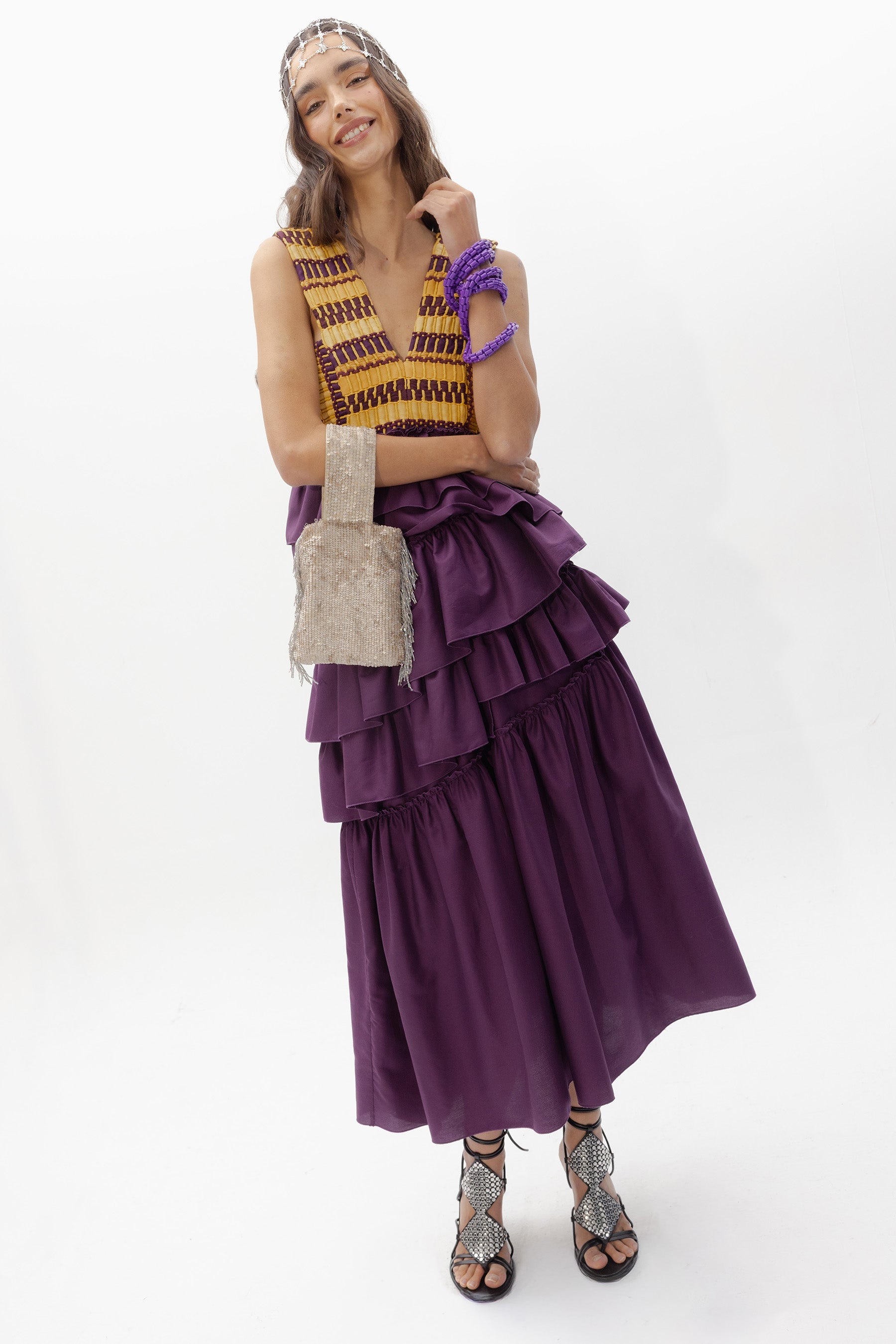 Vestido Cas Berenjena de Baudesson, algodón y seda · detalle 8