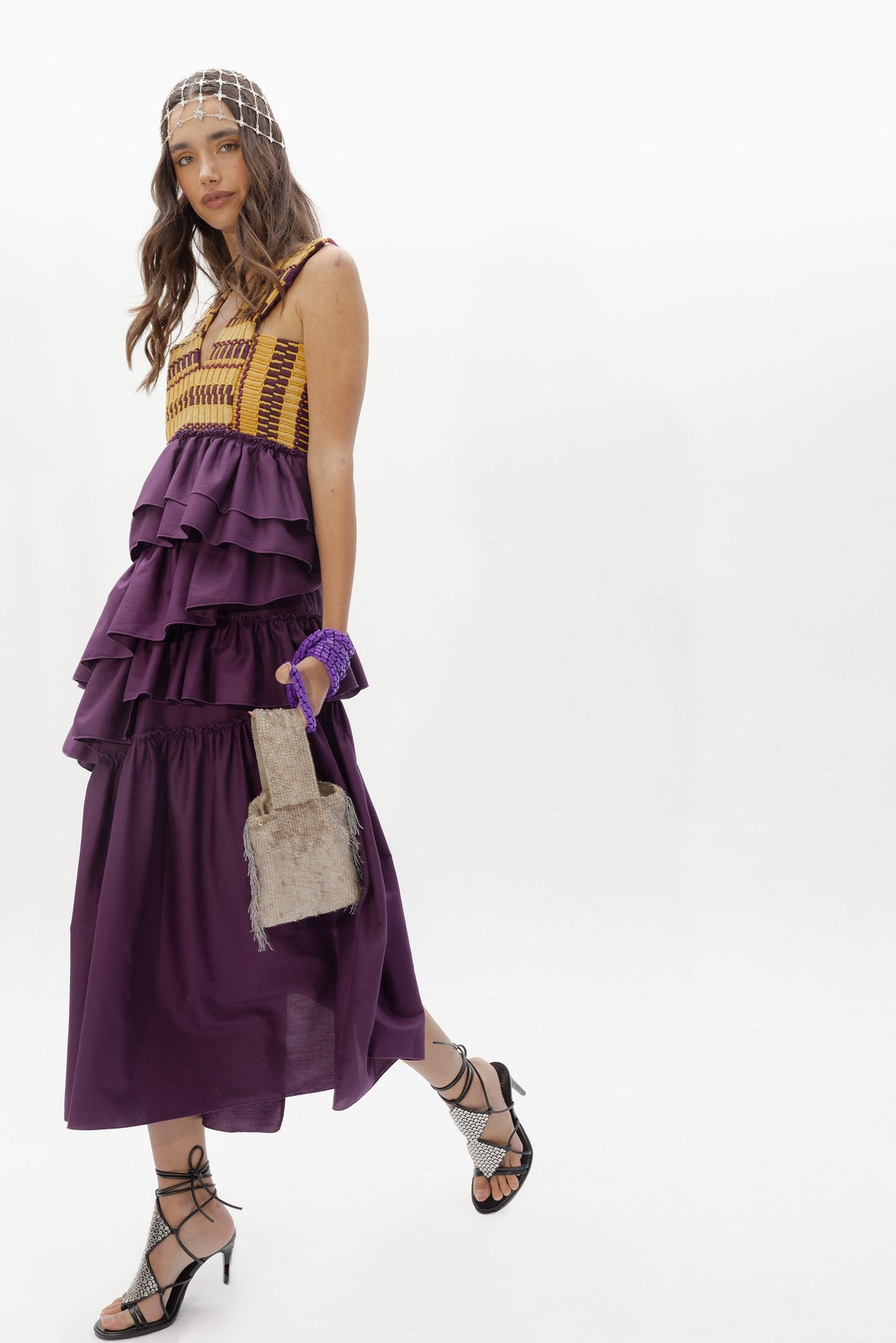 Vestido Cas Berenjena de Baudesson, algodón y seda · detalle 9