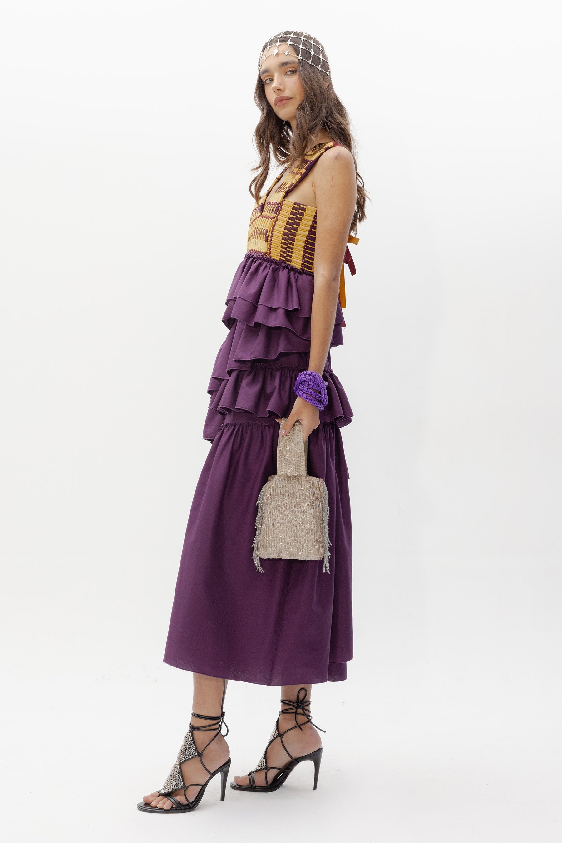 Vestido Cas Berenjena de Baudesson, algodón y seda · detalle 6